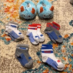 Lot of Monster Slippers & Puma Socks